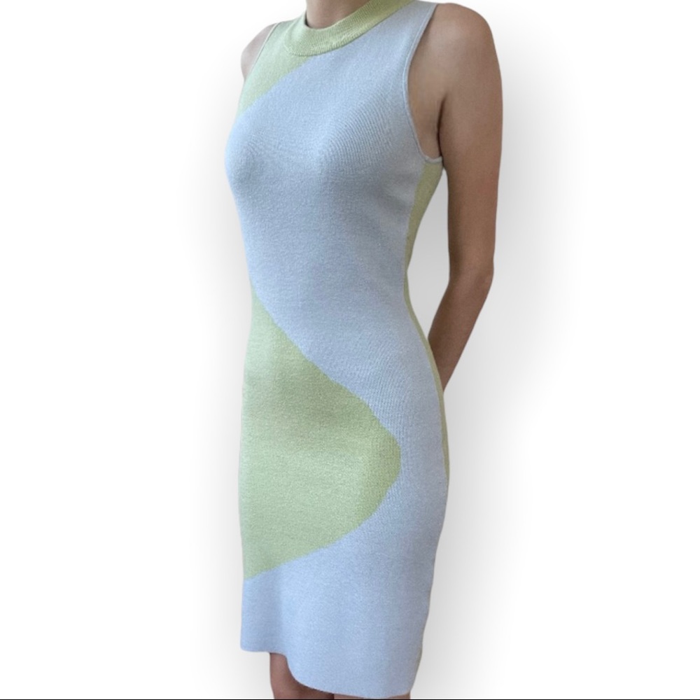 Forever 21 Blue and Green Pastel Bodycon Dress